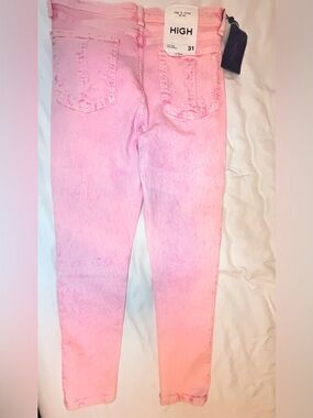 rag & bone Pink Stretchy Denim Marbled Pink  Skinny Jeans Nina High Rise Jeans